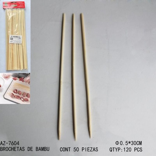 [AZ-7604 [120 PZS/CAJA]] [AZ-7604] BROCHETAS DE BAMBU