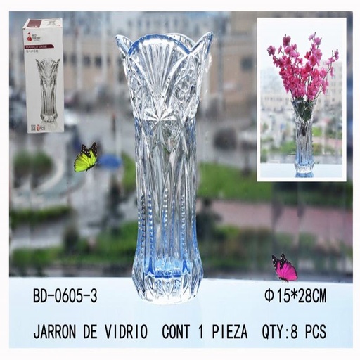 [BD-0605-3 [8 PZS/CAJA]] [BD-0605-3] JARRON DE VIDRIO