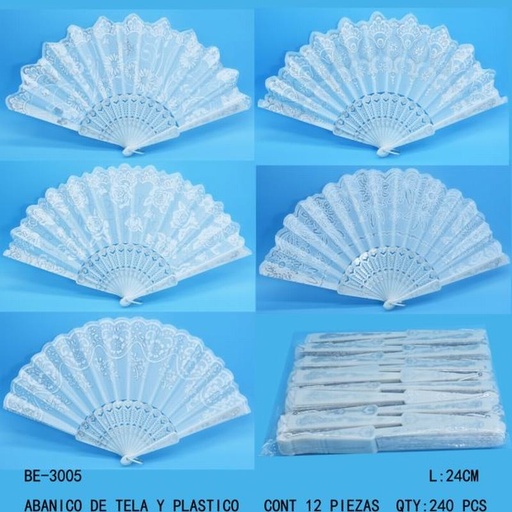[BE-3005 [240 PZS/CAJA]] [BE-3005] ABANICO DE TELA Y PLASTICO