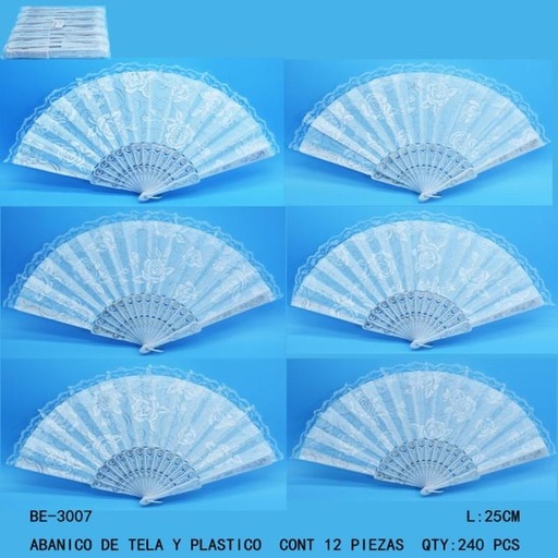 [BE-3007 [240 PZS/CAJA]] [BE-3007] ABANICO DE TELA Y PLASTICO