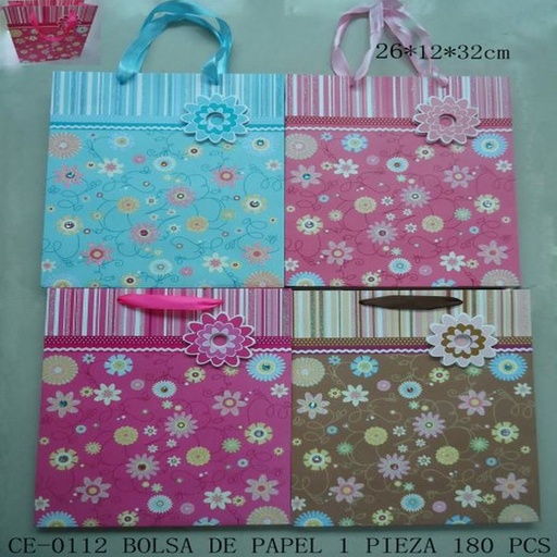 [CE-0112 [180 PZS/CAJA]] [CE-0112] BOLSA DE PAPEL26*12*32CM CONT 1 PIEZA