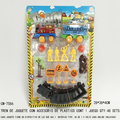 [CM-7586 [48 PZS/CAJA]] [CM-7586] TREN DE JUGUETE CON ACCESORIOS DE PLASTICO