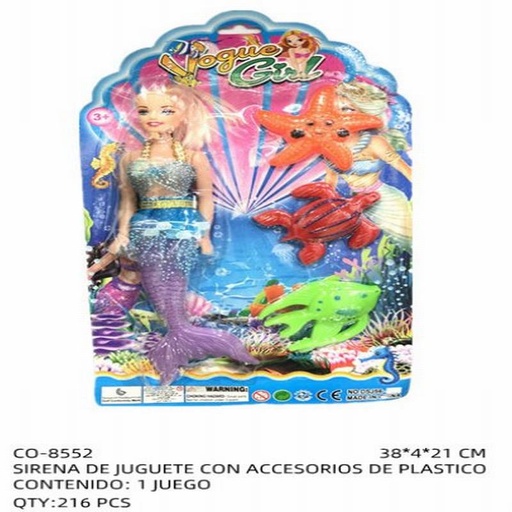 [CO-8552 [216 PZS/CAJA]] [CO-8552] SIRENA DE JUGUETE CON ACCESORIOS DE PLASTICO
