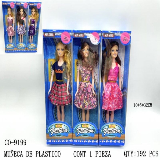 [CO-9199 [192 PZS/CAJA]] [CO-9199] MUÑECA DE PLASTICO10*5*32 CONT 1 PIEZA
