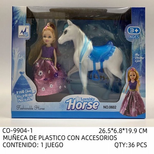 [CO-9904-1 [36 PZS/CAJA]] [CO-9904-1] MUÑECA DE PLASTICO CON ACCESORIOS