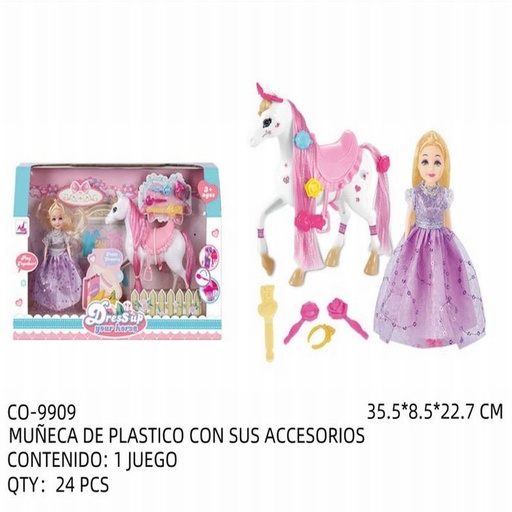 [CO-9909 [24 PZS/CAJA]] [CO-9909] MUÑECA DE PLASTICO CON SUS ACCESORIOS