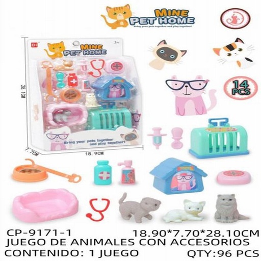 [CP-9171-1 [96 PZS/CAJA]] [CP-9171-1] JUEGO DE ANIMALES CON ACCESORIOS