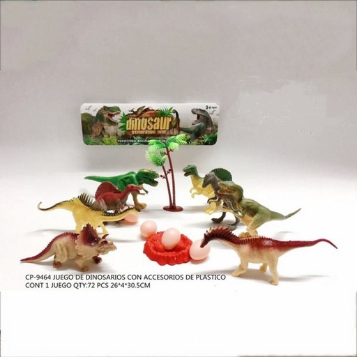 [CP-9464 [72 PZS/CAJA]] [CP-9464] JUEGO DE DINOSARIOS CON ACCESORIOS DE PLASTICO
