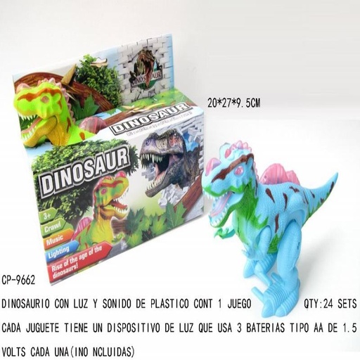[CP-9662 [24 PZS/CAJA]] [CP-9662] DINOSAURIO CON LUZ Y SONIDO DE PLASTICO