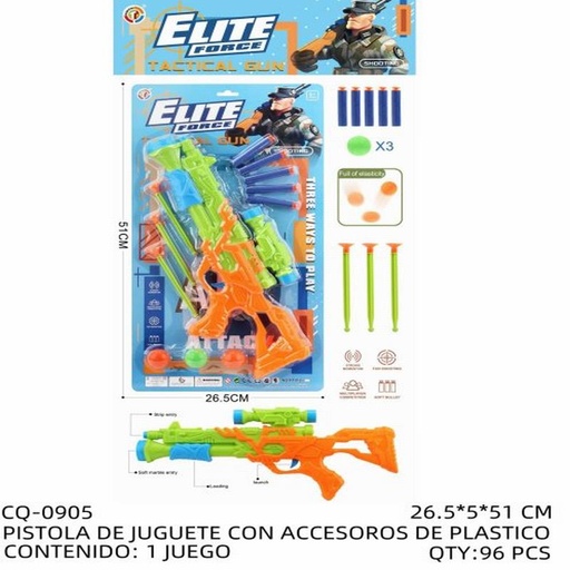 [CQ-0905 [96 PZS/CAJA]] [CQ-0905] PISTOLA DE JUGUETE CON ACCESOROS DE PLASTICO