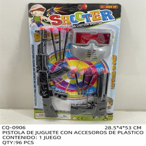 [CQ-0906 [96 PZS/CAJA]] [CQ-0906] PISTOLA DE JUGUETE CON ACCESOROS DE PLASTICO