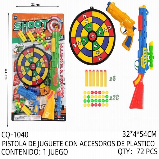 [CQ-1040 [72 PZS/CAJA]] [CQ-1040] PISTOLA DE JUGUETE CON ACCESOROS DE PLASTICO