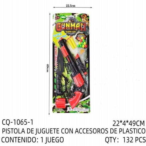 [CQ-1065-1 [132 PZS/CAJA]] [CQ-1065-1] PISTOLA DE JUGUETE CON ACCESOROS DE PLASTICO