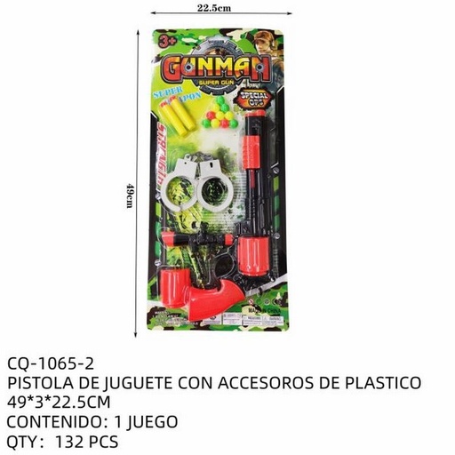 [CQ-1065-2 [132 PZS/CAJA]] [CQ-1065-2] PISTOLA DE JUGUETE CON ACCESOROS DE PLASTICO