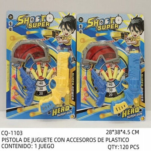 [CQ-1103 [120 PZS/CAJA]] [CQ-1103] PISTOLA DE JUGUETE CON ACCESOROS DE PLASTICO