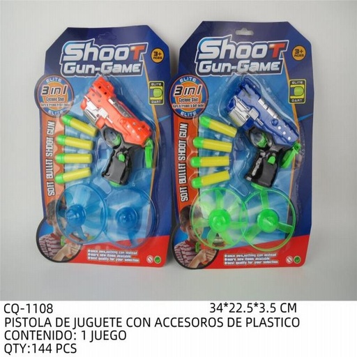 [CQ-1108 [144 PZS/CAJA]] [CQ-1108] PISTOLA DE JUGUETE CON ACCESOROS DE PLASTICO