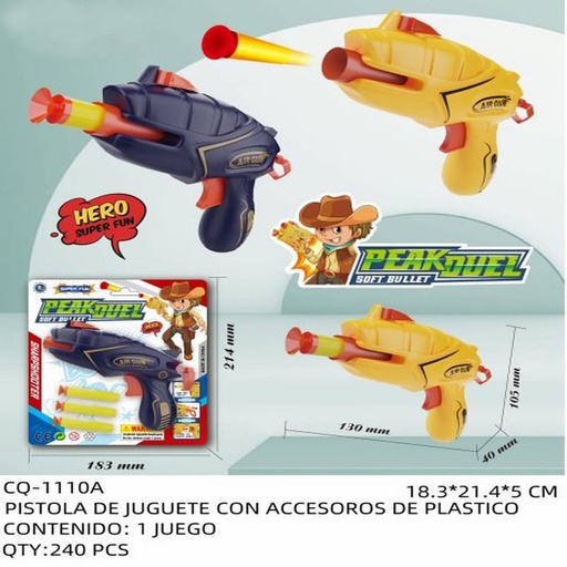 [CQ-1110A [240 PZS/CAJA]] [CQ-1110A] PISTOLA DE JUGUETE CON ACCESOROS DE PLASTICO