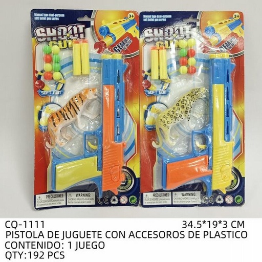 [CQ-1111 [192 PZS/CAJA]] [CQ-1111] PISTOLA DE JUGUETE CON ACCESOROS DE PLASTICO