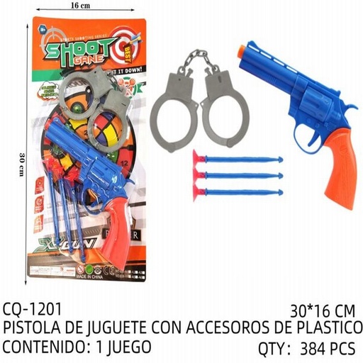 [CQ-1201 [384 PZS/CAJA]] [CQ-1201] PISTOLA DE JUGUETE CON ACCESOROS DE PLASTICO
