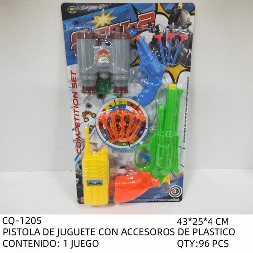 [CQ-1205 [96 PZS/CAJA]] [CQ-1205] PISTOLA DE JUGUETE CON ACCESOROS DE PLASTICO