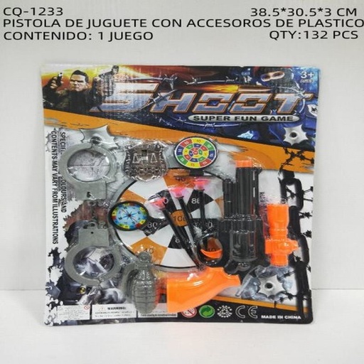 [CQ-1233 [132 PZS/CAJA]] [CQ-1233] PISTOLA DE JUGUETE CON ACCESOROS DE PLASTICO