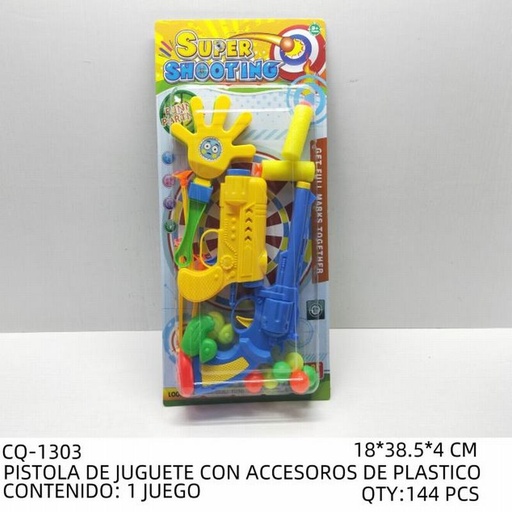 [CQ-1303 [144 PZS/CAJA]] [CQ-1303] PISTOLA DE JUGUETE CON ACCESOROS DE PLASTICO