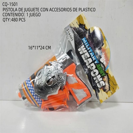 [CQ-1501 [480 PZS/CAJA]] [CQ-1501] PISTOLA DE JUGUETE CON ACCESORIOS DE PLASTICO