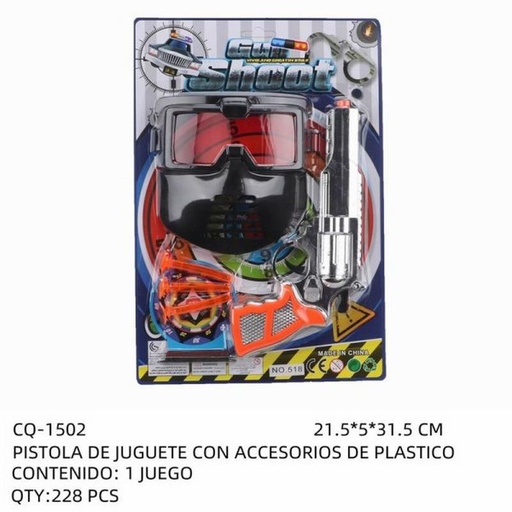 [CQ-1502 [228 PZS/CAJA]] [CQ-1502] PISTOLA DE JUGUETE CON ACCESORIOS DE PLASTICO