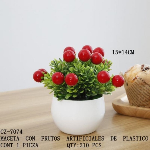 [CZ-7074 [210 PZS/CAJA]] [CZ-7074] MACETA CON FRUTOS ARTIFICIALES DE PLASTICO
