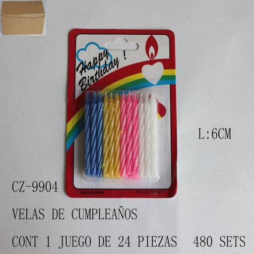 [CZ-9904 [480 PZS/CAJA]] [CZ-9904] VELAS DE CUMPLEANOS