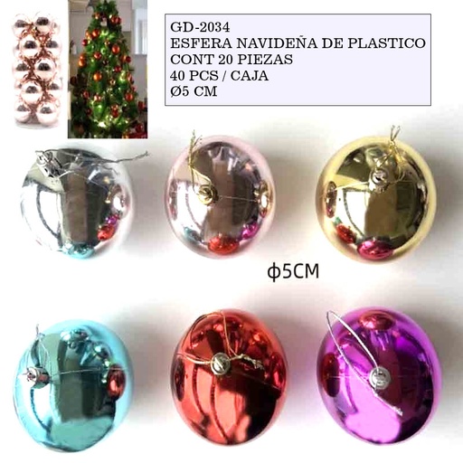 [GD-2034 [40 PZS/CAJA]] [GD-2034] ESFERA NAVIDEÑA DE PLASTICO