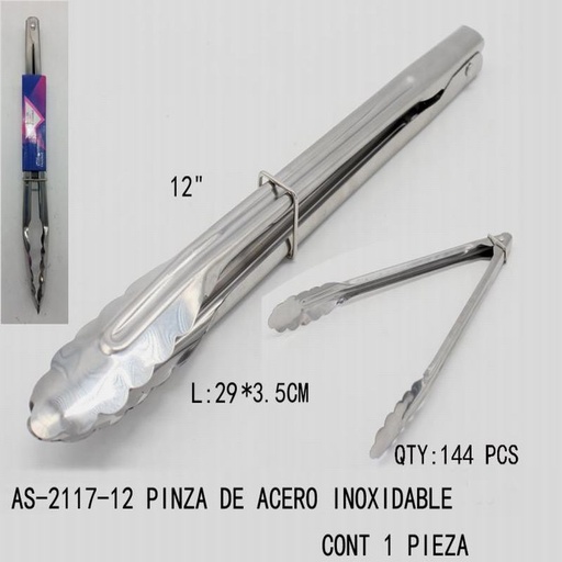 [AS-2117-12 [144 PZS/CAJA]] [AS-2117-12]PINZA DE ACERO INOXIDABLE
