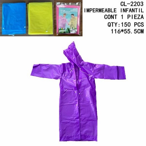 [CL-2203 [150 PZS/CAJA]] [CL-2203]IMPERMEABLE INFANTIL