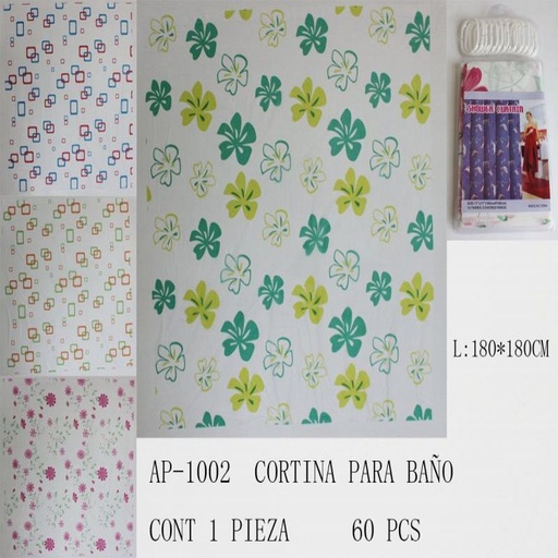 [AP-1002 [60 PZS/CAJA]] [AP-1002]CORTINA PARA BANO DE PLASTICO