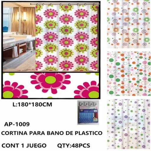 [AP-1009 [48 PZS/CAJA]] [AP-1009]CORTINA PARA BANO DE PLASTICO