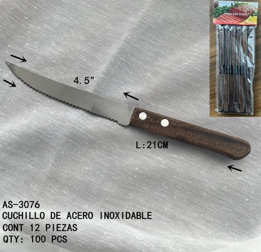 [AS-3076 [100 PZS/CAJA]] [AS-3076]CUCHILLO DE ACERO INOXIDABLE