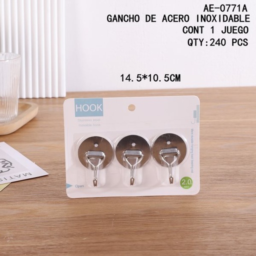 [AE-0771A [240 PZS/CAJA]] [AE-0771A]GANCHO DE ACERO INOXIDABLE