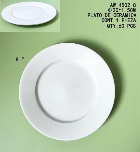 [AW-4502-8 [60 PZS/CAJA]] [AW-4502-8]PLATO DE CERAMICA
