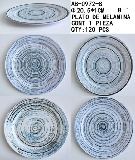 [AB-0972-8 [120 PZS/CAJA]] [AB-0972-8]PLATO DE MELAMINA