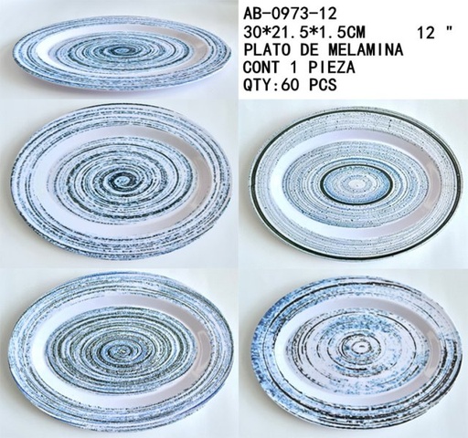 [AB-0973-12 [60 PZS/CAJA]] [AB-0973-12]PLATO DE MELAMINA