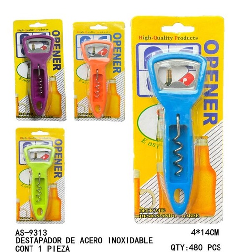 [AS-9313 [480 PZS/CAJA]] [AS-9313]DESTAPADOR DE ACERO INOXIDABLE