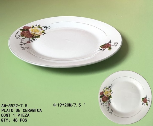 [AW-5522-7.5 [48 PZS/CAJA]] [AW-5522-7.5]PLATO DE CERAMICA