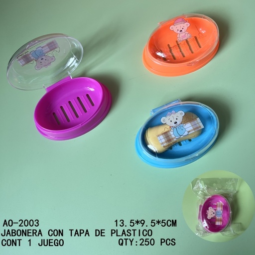[AO-2003 [250 PZS/CAJA]] [AO-2003]JABONERA CON TAPA DE PLASTICO