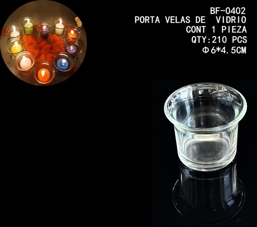 [BF-0402 [210 PZS/CAJA]] [BF-0402]PORTA VELAS DE VIDRIO