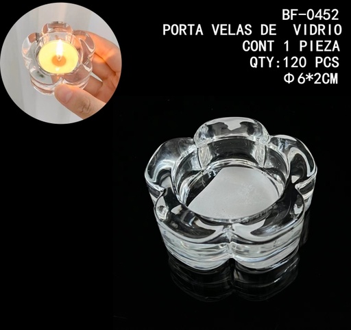 [BF-0452 [120 PZS/CAJA]] [BF-0452]PORTA VELAS DE VIDRIO