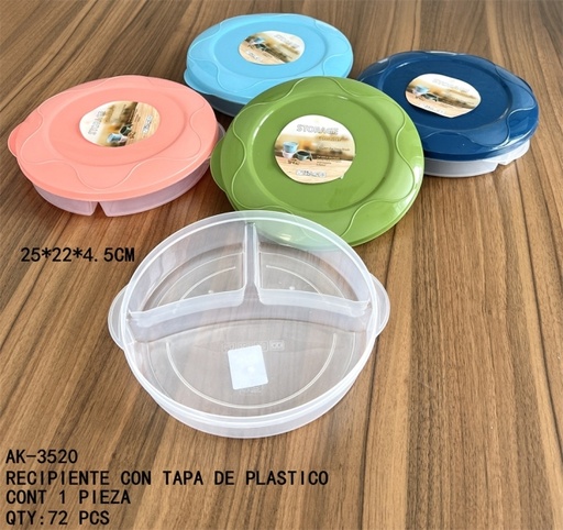 [AK-3520 [72 PZS/CAJA]] [AK-3520]RECIPIENTE CON TAPA DE PLASTICO