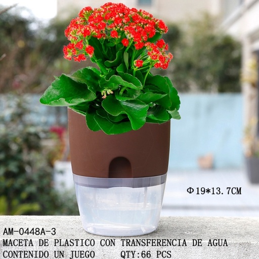 [AM-0448A-3 [66 PZS/CAJA]] [AM-0448A-3]MACETA DE PLASTICO CON TRANSFERENCIA DE AGUA