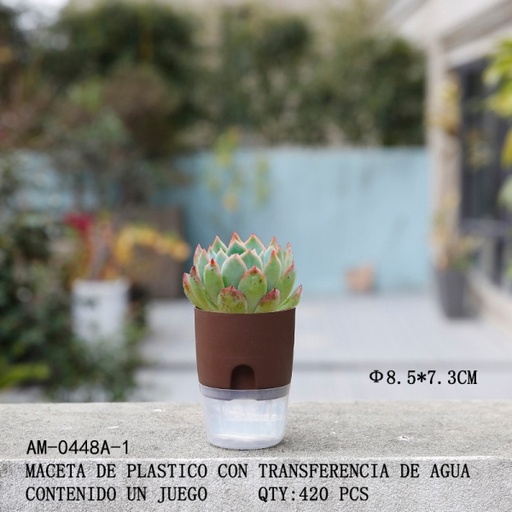 [AM-0448A-1 [420 PZS/CAJA]] [AM-0448A-1]MACETA DE PLASTICO CON TRANSFERENCIA DE AGUA