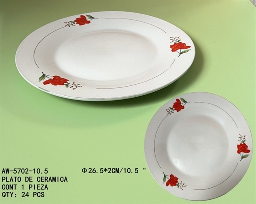 [AW-5702-10.5 [24 PZS/CAJA]] [AW-5702-10.5]PLATO DE CERAMICA