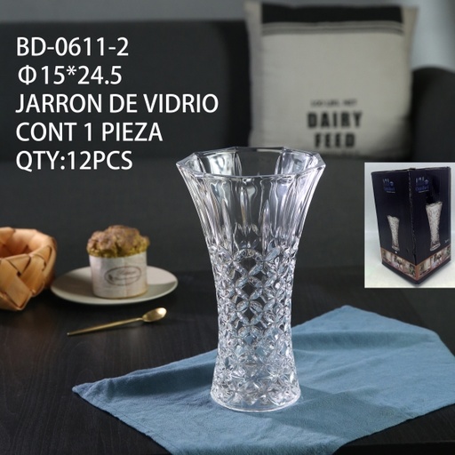 [BD-0611-2 [12 PZS/CAJA]] [BD-0611-2]JARRON DE VIDRIO